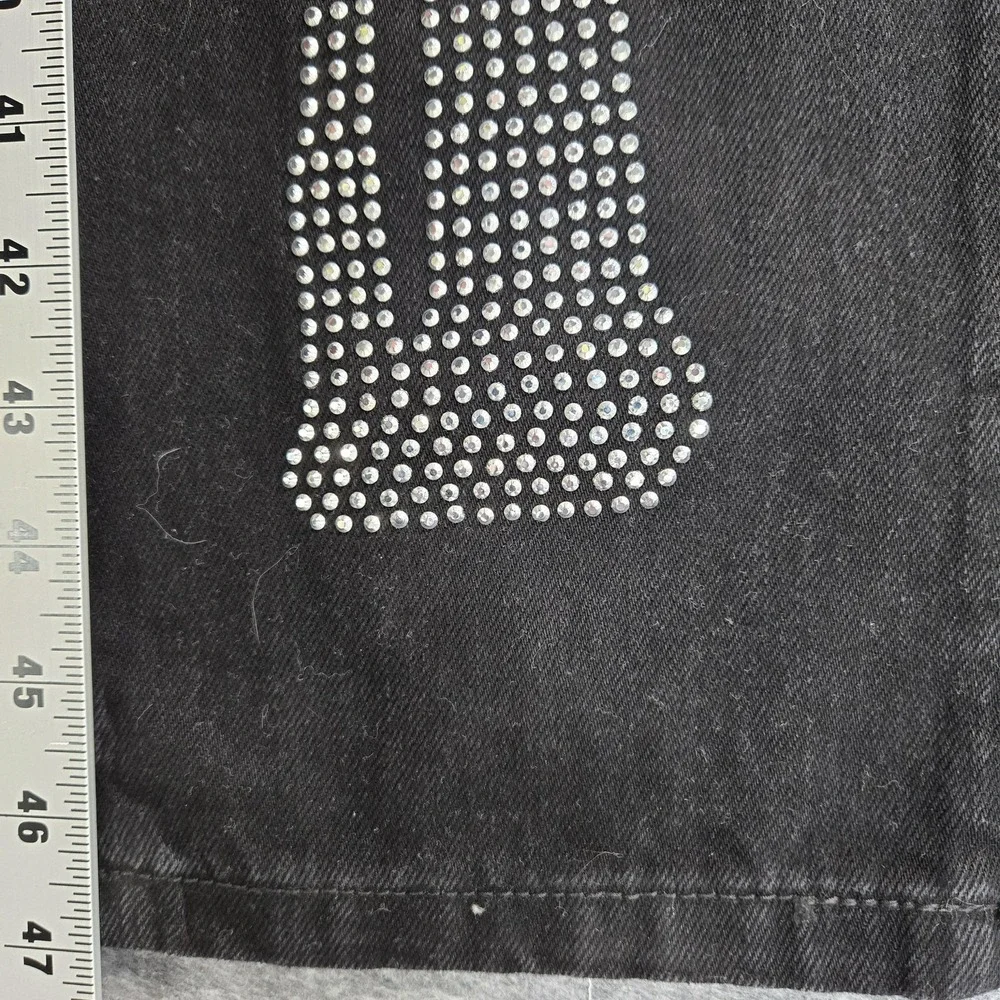 Mnml Jeans Mens 31x35‎ (tag 32) Black Skeleton Rhinestone Slim Straight Denim